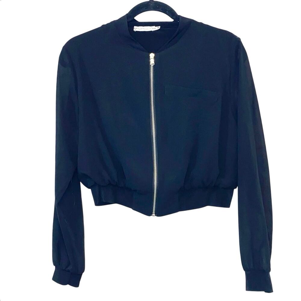 Suite Benedict Cropped Jacket Medium Made in‎ Italy Black Zip Up Lightweight